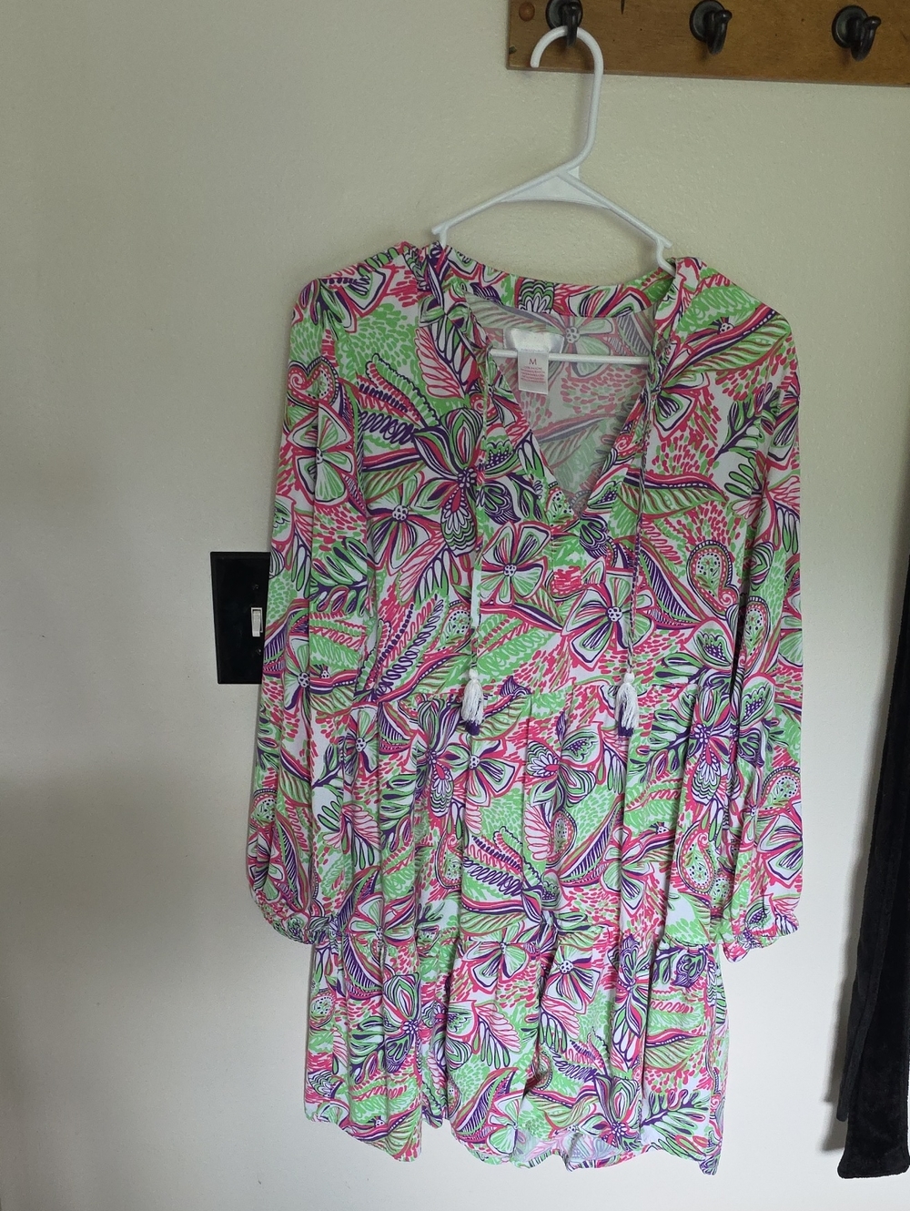 Women’s Pink & Green Floral V-Neck Tunic Dress